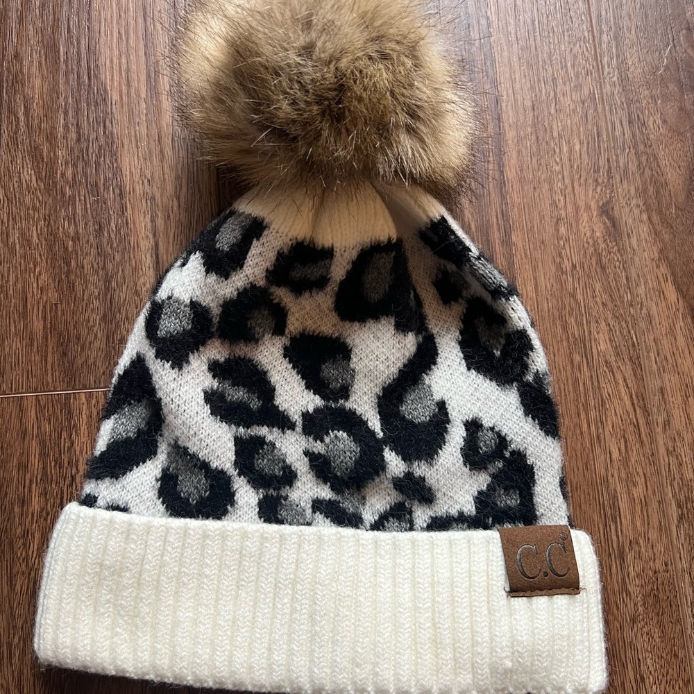 C.C Cream  Leopard Pom Beanie